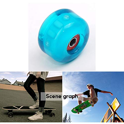 MonLiya 4pcs- 54mm Light Up Scooter Rear Wheels, Elastic Rubber Skate Roller + Bearings 85A Professional Skateboard Wheels for Toddler Kids