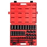 Sunex 2568, 1/2 Inch Drive Master Impact Socket Set, 43-Piece, SAE, 3/8 Inch - 1-1/2 Inch, Standard/Deep, Cr-Mo Alloy Steel, Radius Corner Design, Dual Size Markings, Heavy Duty Storage Case