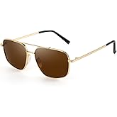 SODQW Tangle Free Aviator Polarized Sunglasses for Women Double Bridge Metal Frame Trendy Shades for Driving &Traveling