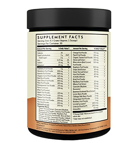 Terra Origin, Red Superfoods, Powder, Kiwi Strawberry, 30 Servings, 35 Natural Ingredients, Antioxidants & Herbs to Support Healthy Immune System