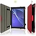 iGadgitz Premium Executive Red PU Leather Case Cover for Sony Xperia Z4 Tablet SGP712 SGP771 with Multi-Angle Viewing Stand + Auto Sleep Wake + Hand Strap + Screen Protector