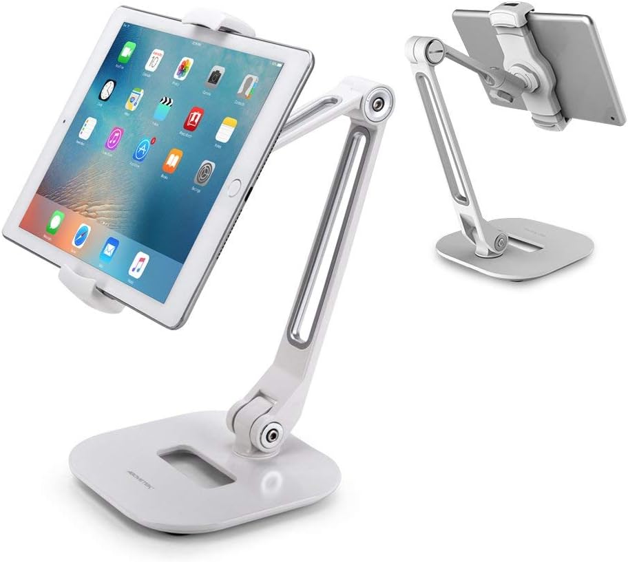 ABOUTTHEFIT Kitchen Table ATF 2-in-1 Wall/CounterTop Desktop Mount Stand for 4-11 inc Tablet fits 2017 iPad Pro 9.7/Mini/Samsung/Lenovo (White)