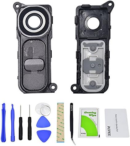IAGREE Back Rear Camera Lens glass with Frame Power Volume Button Assembly for LG G4 Replacement Spare Parts (Black)