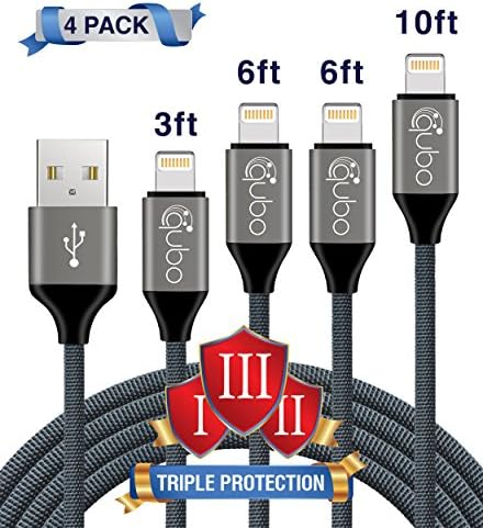 iPhone Charger - Lightning Cable - 4Pack 3FT 6FT 6FT 10FT - iPhone Charger Cable - iPhone Cable - USB Lightning Cable Powerline Charger Cord for iPhone X 8 8 Plus 7 7 Plus 6 6S 6 Plus 5S SE iPad iPod