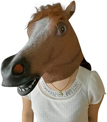 Oufeisha Deluxe Novelty Halloween Costume Party Animal Brown Horse Head Mask