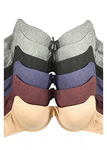 ToBeInStyle Women's Pack of 6 Bras (40C, Heather Cotton Blend 2)