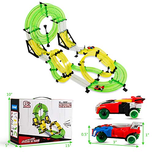 Costzon Car Racing Track Set, 860cm Double Rail Hand Rolling Slot Car ...