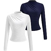 winkbay Women's Casual Basic Crop Tops Slim Fit Long Sleeve Crewneck Tight T Shirts Two Piece
