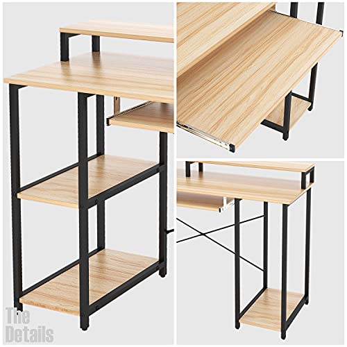TOPSKY Computer Desk with Storage Shelves/24.5” Keyboard Tray/Monitor