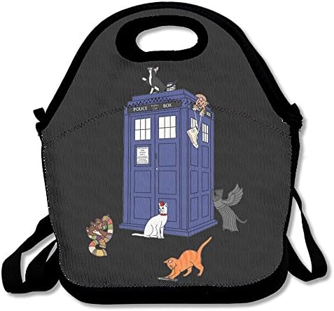 Doctor Who Cats Lunch Bags Insulated Travel Picnic Lunchbox Tote Handbag With Shoulder Strap For Women Teens Girls Kids Adults