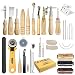 Leather Craft Tool SIMPZIA 35 Pieces Leather Sewing Tools Kit Leather DIY Hand Stitching Tools with Groover Awl Edge Creaser for Sewing Leather,Be Careful of sharp edges primary