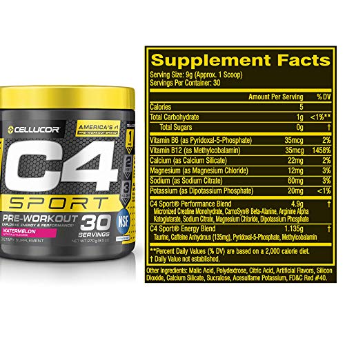 C4 Sport Pre Workout Powder Watermelon Nsf Certified For Sport Preworkout Energy Supplement For Men Women 135mg Caffeine Creatine Monohydrate 30 Servings Pricepulse