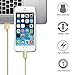 BULESK iPod - Gold Cable 6' Nylon Braided Lightning to USB Charger Cord for iPhone 7 Plus/6S/6/Se/5S/5C/5, iPad 2/3/4/Mini Air Pro/iPod - Gold - 3 Piece