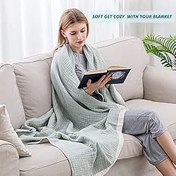 SE SOFTEXLY Cotton Muslin Blankets 4-Layer Linen