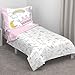 Carter's Whimsical Princess Tales 4 Piece Toddler Bed Set with Comforter, Fitted Bottom Sheet, Flat Top Sheet and Standard Pillowcase, Pink and White