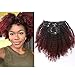 Ombre Remy Clip in Human Hair Extensions Afro Kinky Curly 4B 4C 100% Natural Black Hair Extensions 10-22 inch Two Tone T#1B/99J Burgandy Wine Red Full Head (12 inch, Ombre #1B/99J AC)