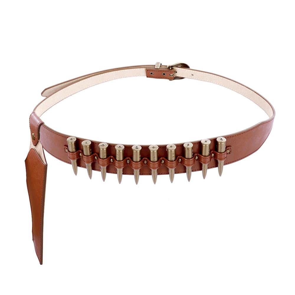 MiOYOOW Cowboy Belt Holster, PU Leather Bullet Belt with Gun Holster for Cosplay Costume Carnival Theme Party Masquerade (Bullets not included)