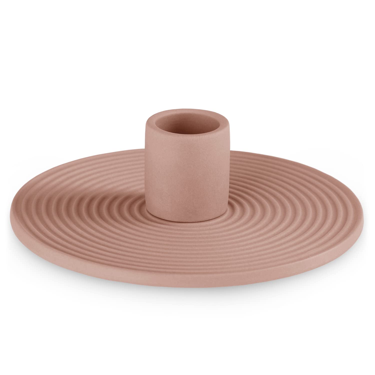 AmeliaHome Ceramic Candle Holder 12 x 3.5 cm Morab Dusky Pink — image 1