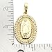 Mens Gold Tone G Stardust Oval Virgin Guadalupe Pendant 4mm 24