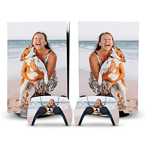 Custom Vinyl Skins for PS5 Digital Edition Controller and Console, Personalized Full Body Wrap Sticker with Your Own Pictures