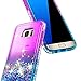 Galaxy S7 Edge Case with Screen Protector (Full Coverage 3D PET) for Girls Women Kids, NageBee Glitter Liquid Bling Floating Waterfall Sparkle Cute Case for Samsung Galaxy S7 Edge -Purple/Blue