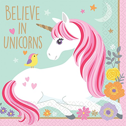 Amscan Party Supplies Magical Unicorn Beverage Napkins, Multicolor, One Size, 16ct