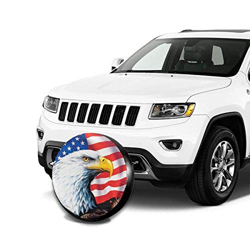 Uktly Spare Tire Cover American Flag Eagle Jeep Trailer RV SUV Truck 14 15 16 17 Inch Wheel, Polyester Universal Sunscreen Waterproof Dustproof and Corrosion Proof Wheel Cover - Thumbnail 2
