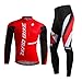 Men's Long Sleeve Cycling Jersey Set Quick Dry Bicycle Clothing Outdoor Riding Bike Shirts Padded Pants Cyclist Wear with Zipper Pockets