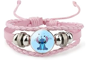 you-beat-you-land Pink Sittch Bracelet Adjustable Hand Woven Leather Bracelet Christmas and Birthday Graduation Gift Bracelet