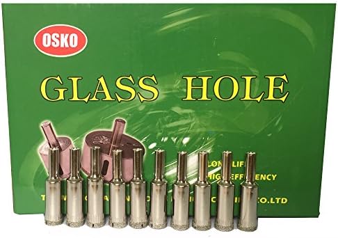 10 Pcs Diamond Drill Bit Set 12mm Wet Use for Tiles, Glass, Fish Tanks, Aquarium, Marble, Granite, Ceramic, Porcelain, Bottles, Quartz - Lot 5 Diamond Coated Drills - Kitchen, Bathroom