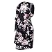 Yieune Summer Dress Off Shoulder Beach Dress Long Sleeve Floral Mini Dress (Dark Blue M)