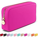 Embla Makeup Bag Travel Cosmetics Pouch and Toiletry Bag, Nylon Zipper Pouch Purse, Cute Make Up Organizer Storage Tote for Women Girls, Waterproof Travel Skincare Case, Small Makeup Bags, Fuchsia