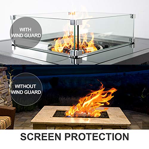 Aoxun Outdoor Fire Pit Tempered Glass Wind Resistant Wind Screens