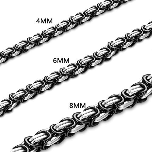 LOYALLOOK Stainless Steel Necklace Byzantine Chain Byzantine Necklace 4-8mm Wide Men's Necklace Men Jewelery Stainless Steel Chain for Men