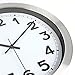 HIPPIH Large Silent Wall Clock 12 Inch Non-Ticking Indoor Decorative Silver Aluminium Clocks for Office/Kitchen / Bedroom/Living Room/School
