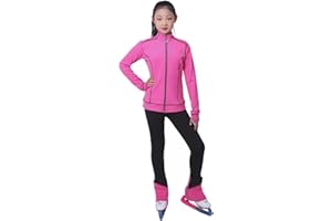 HAWFHH Ice Skating Suit for Girls Polartec Warm Fleece Figure Skating Jacket and Leggings Suitable for All Seasons