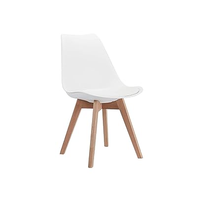 CangLong Mid Century Modern DSW Side Chair with Wood Legs, White