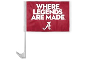 A.G.A.S MANUFACTURING GROUP AGAS Crimson Tide Alabama NCAA Where Legends Are Made Red Car Flags - 12"x16" Double-Layered Polyester - 17" Flex Pole for Attaching to Vehicle Window