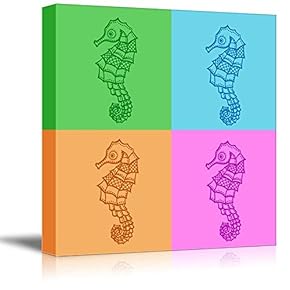 Multi Color Pop Art with Sea Horse