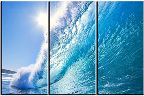 Artisweet Canvas Prints Picture Sensations Framed Waterproof 3-panel Blue-Wave Sea Canvas Art