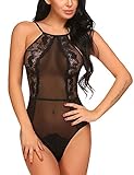 Avidlove Sexy Lingerie for Women Teddy One Piece Floral Lace Halter Babydoll Mini Bodysiut