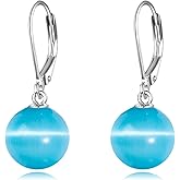 925 Sterling Silver Pearl Leverback Earrings Dangle Drop Jewelry Gifts for Women