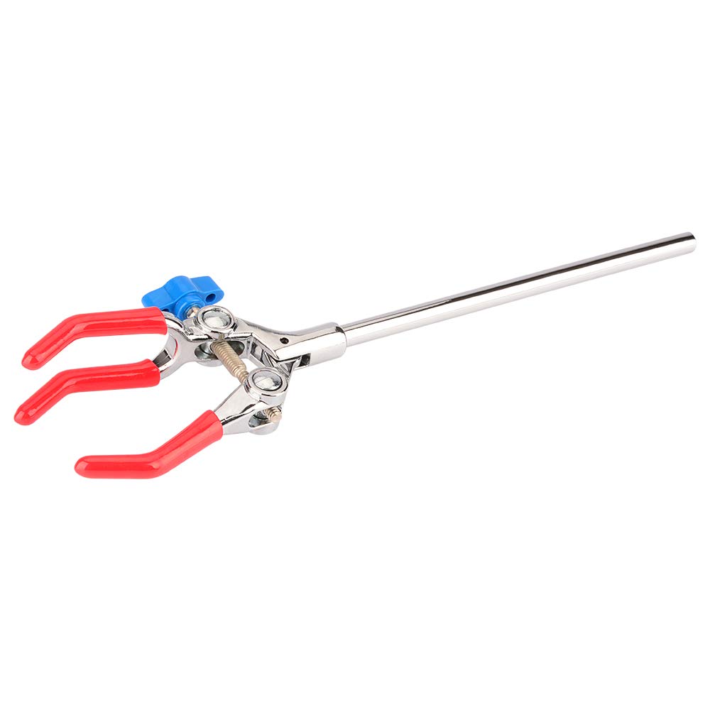 Labasics 3-Prong Swivel Clamp, Sturdy 3 Prong Single Adjust Multipurpose Extension Clamp Finger Style Lab Clamp with 18 cm Rod Universal Lab Accessory for Laboratory