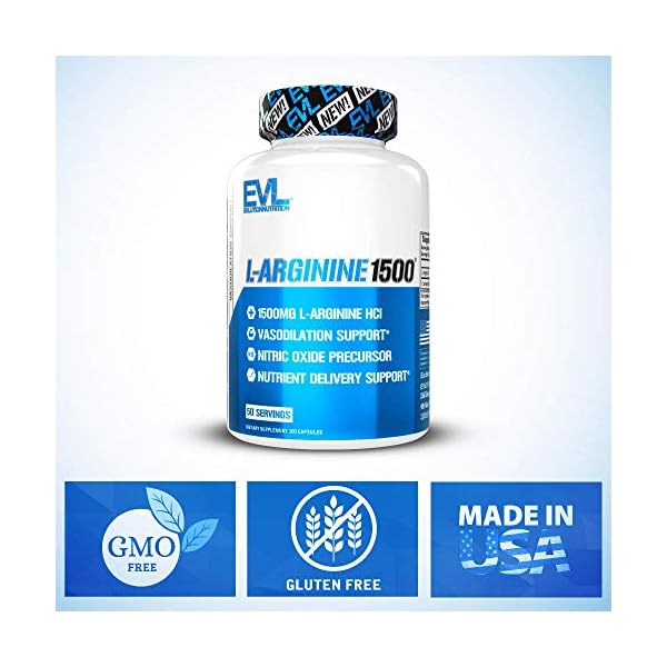 Evlution-Nutrition-L-Arginine-1500-mg-Ultra-Pure-Nitric-Oxide-Supplement-Muscle-Growth-and-Vascularity-Energy-Stamina-Powerful-NO-Booster-Essential-Amino-Acids-100-Capsules Evlution Nutrition L-Arginine 1500 mg, Ultra-Pure Nitric Oxide Supplement, Muscle Growth and Vascularity, Energy…
