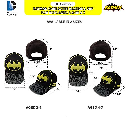 DC Comics Boys' Super Hero Baseball Cap - 3D Superman, Batman, Justice League Hat (2T-7), Size 2-4T, Batman Logo Embossed