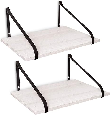 Amazon Com Floating Shelves Set Of 2 Rustic Shelves Wall Mounted For Boho Decor Country Rustic Wall Decor Plant Shelf Or Bookshelf 30lbs White Wood Wall Shelf For Bedroom Bathroom Kitchen Rus