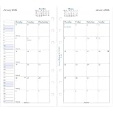Filofax Calendar Diary Refill, Personal/Compact Size, Month-to-View, White Paper, English, 2026 (C68410-26)