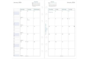 Filofax Calendar Diary Refill, Personal/Compact Size, Month-to-View, White Paper, English, 2026 (C68410-26)