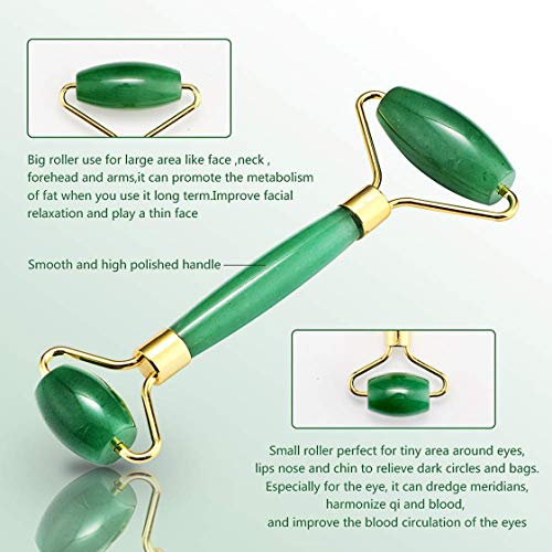 Jade Roller for Face, Deyace Gua Sha Scraping Massage Tool Anti-aging 100% Natural Jade Stone - Lymphatic Drainage, Wrinkle, Puffiness, Therapy with Magnetic Case - Thumbnail 4