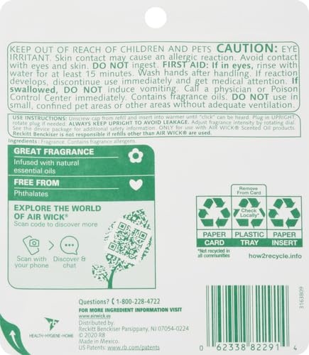 Air Wick Plug in Scented Oil Refill, 2 ct, Fresh Linen, Air Freshener, Essential Oils